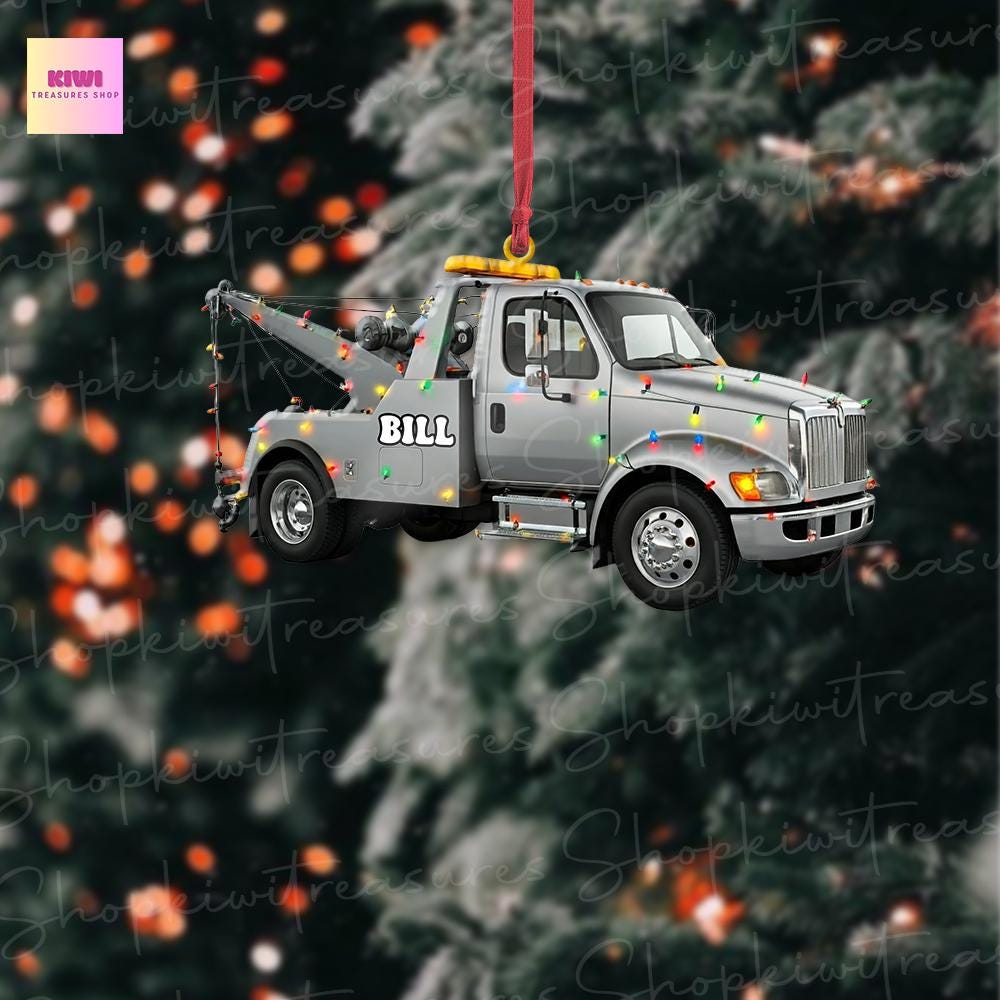 Personalized Tow truck ornament, 2d Flat ornament, Hook truck, Breakdown Truck, Recovery Vehicle, Breakdown Lorry, Gift For boys
