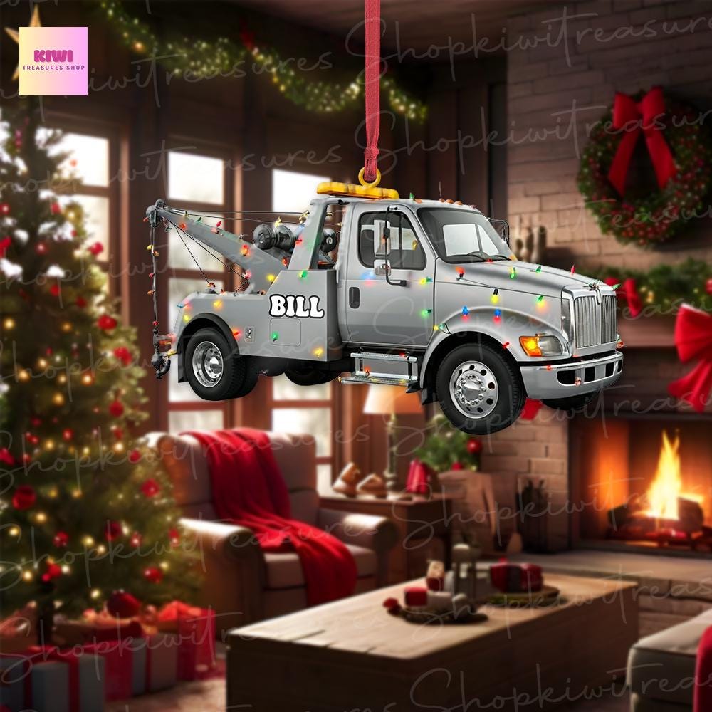 Personalized Tow truck ornament, 2d Flat ornament, Hook truck, Breakdown Truck, Recovery Vehicle, Breakdown Lorry, Gift For boys