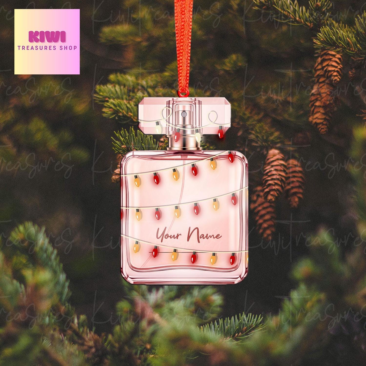 Custom Perfume Bottle Ornament • Personalized Flat Christmas Decoration