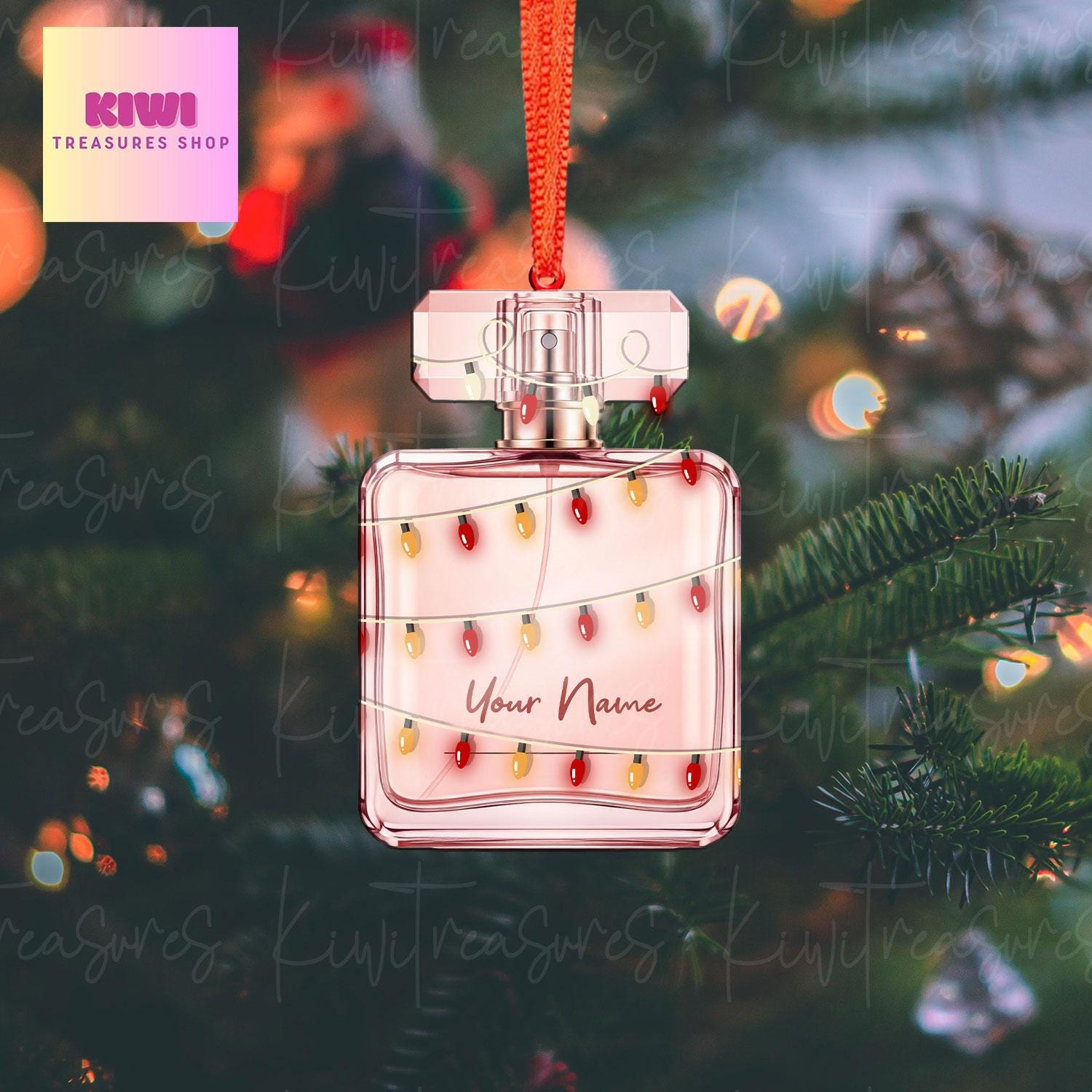 Custom Perfume Bottle Ornament • Personalized Flat Christmas Decoration