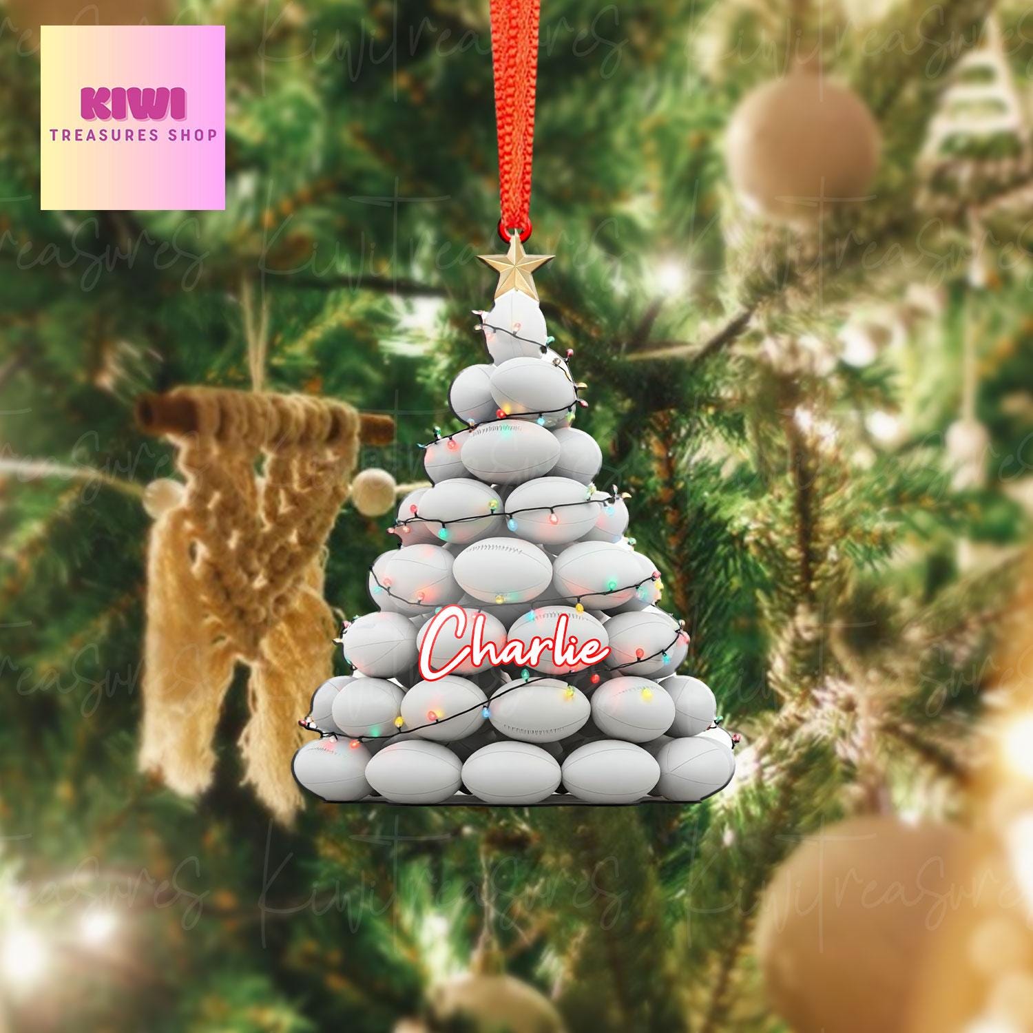 Personalized Rugby Christmas tree Ornament, 2d FLAT Rugby ornament, Rugby ornament, gift for her, sport lover, Rugby lover gift