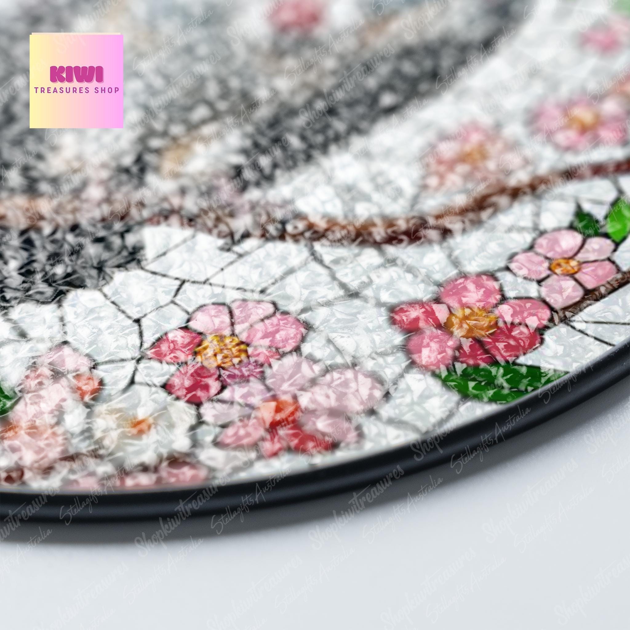 Vulture bird and cherry blossom GLASS Suncatcher, Vulture bird Suncatcher Ornament, Christmas Gift, Housewarming gift, cherry blossom glass