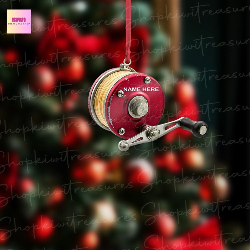 Personalized Fishing Rod 2D FLAT Christmas Ornaments, Fish Ornaments for Fishing Lover, Christmas Fishing Ornament, Fishing Dad Gift