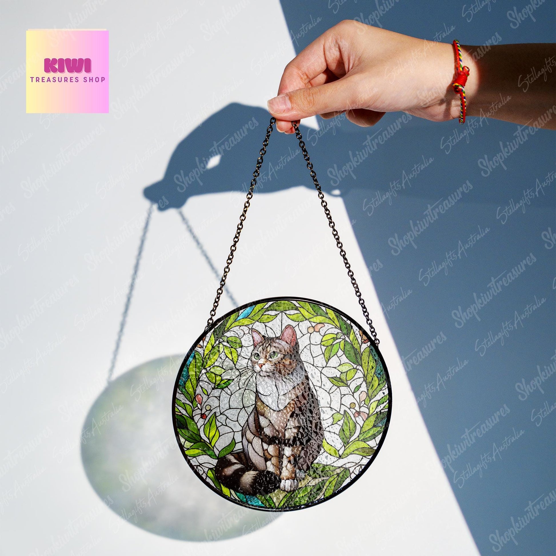 Tabby Cat GLASS Window Hanging, Glass suncatcher, Pet Memorial Suncatcher, Cat Memorial Gift, Pet Suncatcher, Christmas Gift, Tabby Cat gift