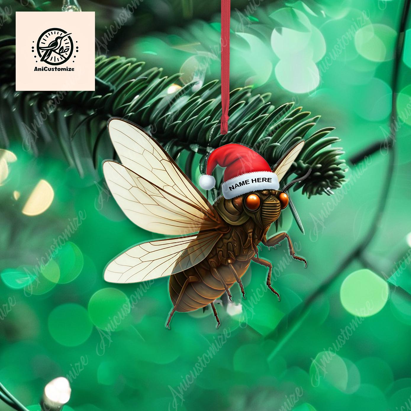 Personalized Cicada 2D FLAT Christmas Ornament, Animal Ornament, Christmas Gift, Cicada Lover Ornament, Cicada Christmas, Gift For Her