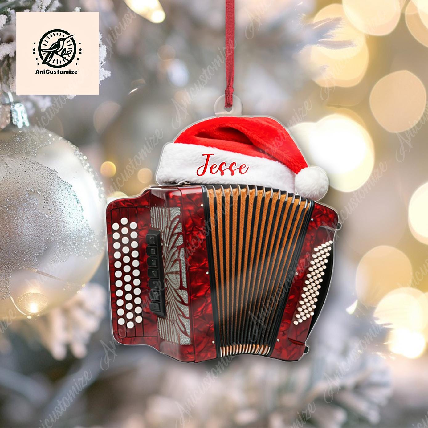Personalized Accordion 2D FLAT Ornament Decor, Accordion Player Decor, Musician Lover Gift, Musician Decor, Music Lover Gift,Xmas Tree Decor