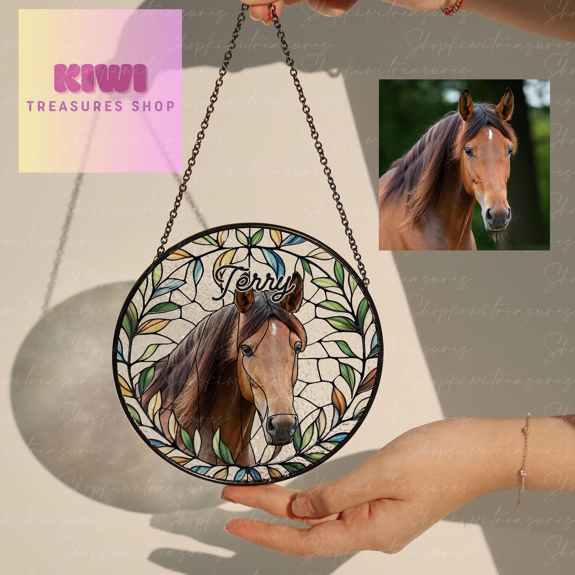 Special gift set 2025 Custom Horse Portrait GLASS Suncatcher, Glass Horse, Custom Horse Portrait from Photo, Horse Lovers