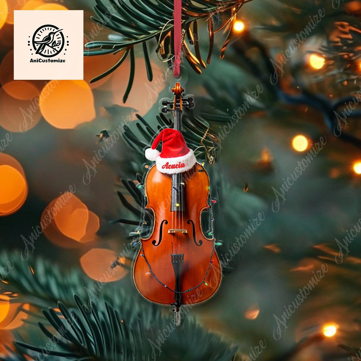 Personalized Cello 2D FLAT Ornament Decor, Cello Artist Decor,Christmas Cello Lover, Cello Artist Gift Idea, Musician Decor,Music Lover Gift