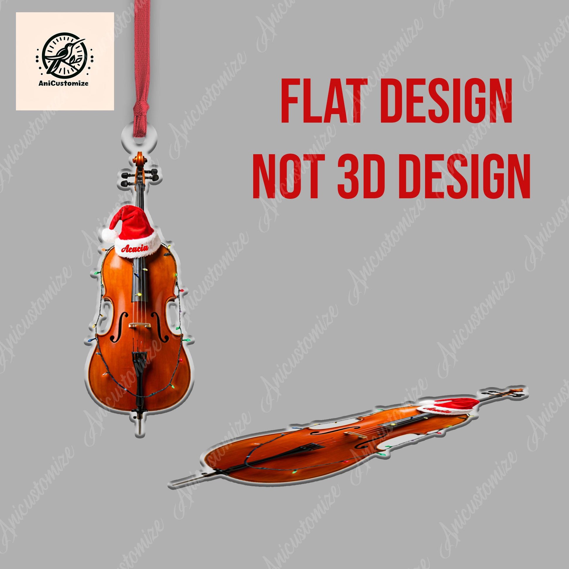 Personalized Cello 2D FLAT Ornament Decor, Cello Artist Decor,Christmas Cello Lover, Cello Artist Gift Idea, Musician Decor,Music Lover Gift