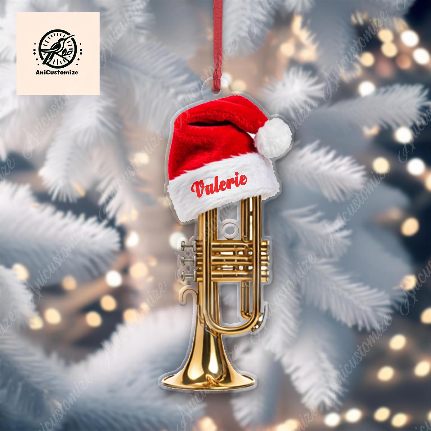 Personalized Trumpet 2D FLAT Ornament , Trumpet Artist Decor,Christmas Trumpet Lover, Trumpet  Artist Gift Idea, Musician Decor, Music decor