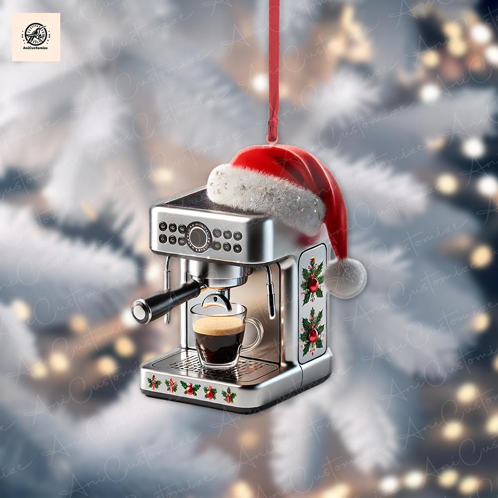 Personalized Coffee Machine 2D FLAT Ornament, Coffee Lover Decor, Coffee Machine Keepsake, Barista Decor, Xmas Gift For Her, Xmas Hanging