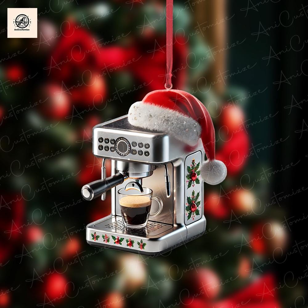 Personalized Coffee Machine 2D FLAT Ornament, Coffee Lover Decor, Coffee Machine Keepsake, Barista Decor, Xmas Gift For Her, Xmas Hanging