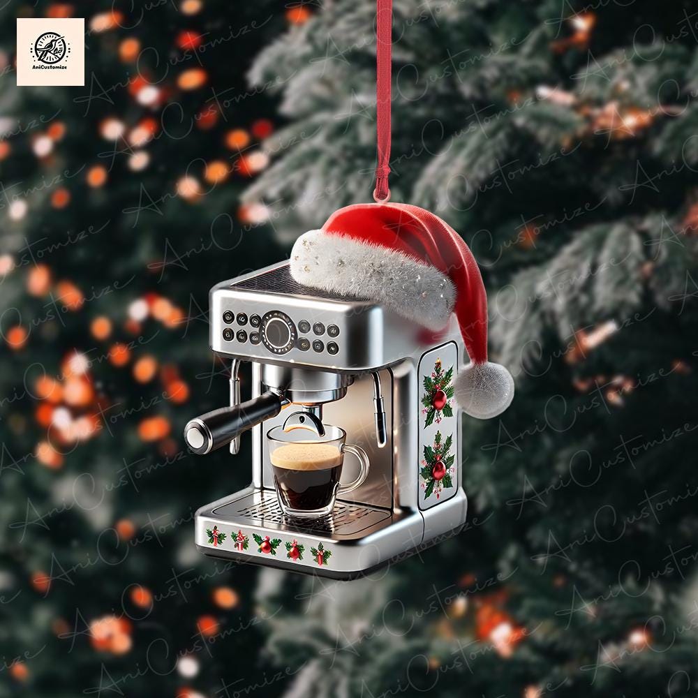 Personalized Coffee Machine 2D FLAT Ornament, Coffee Lover Decor, Coffee Machine Keepsake, Barista Decor, Xmas Gift For Her, Xmas Hanging