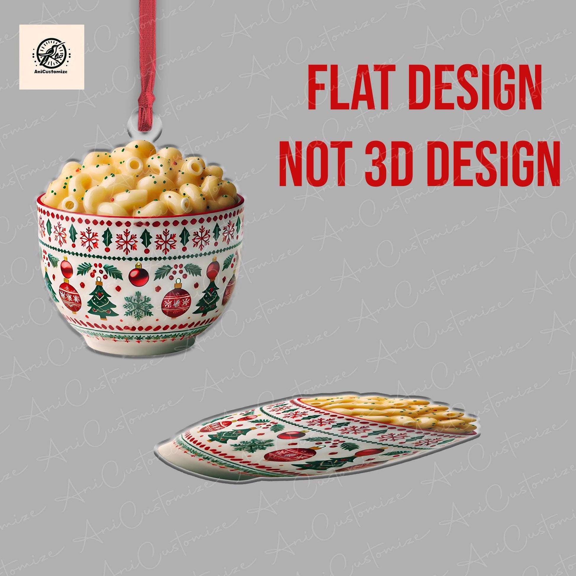 Macaroni and Cheese Mac 2D FLAT Ornament Deocr, Foodie Ornament Decor, Food Lover gift, Macaroni Lover, Food Ornament, Xmas Tree Decor