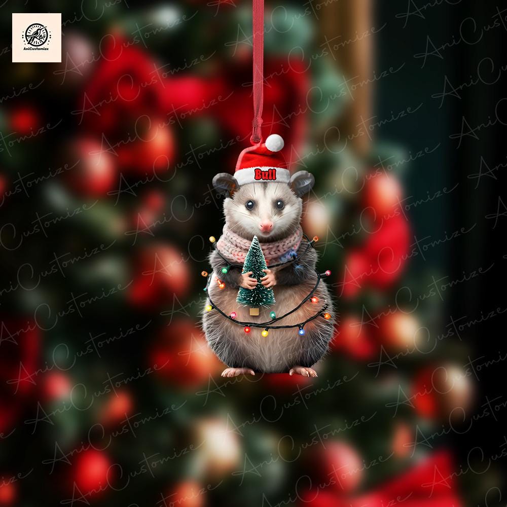 Personalized Opossum Christmas 2D FLAT Ornament Decor, Kute Xmas Animal Decor, Xmas Possum Decor, Possum lover, Possum Gift Idea,Possum Gift