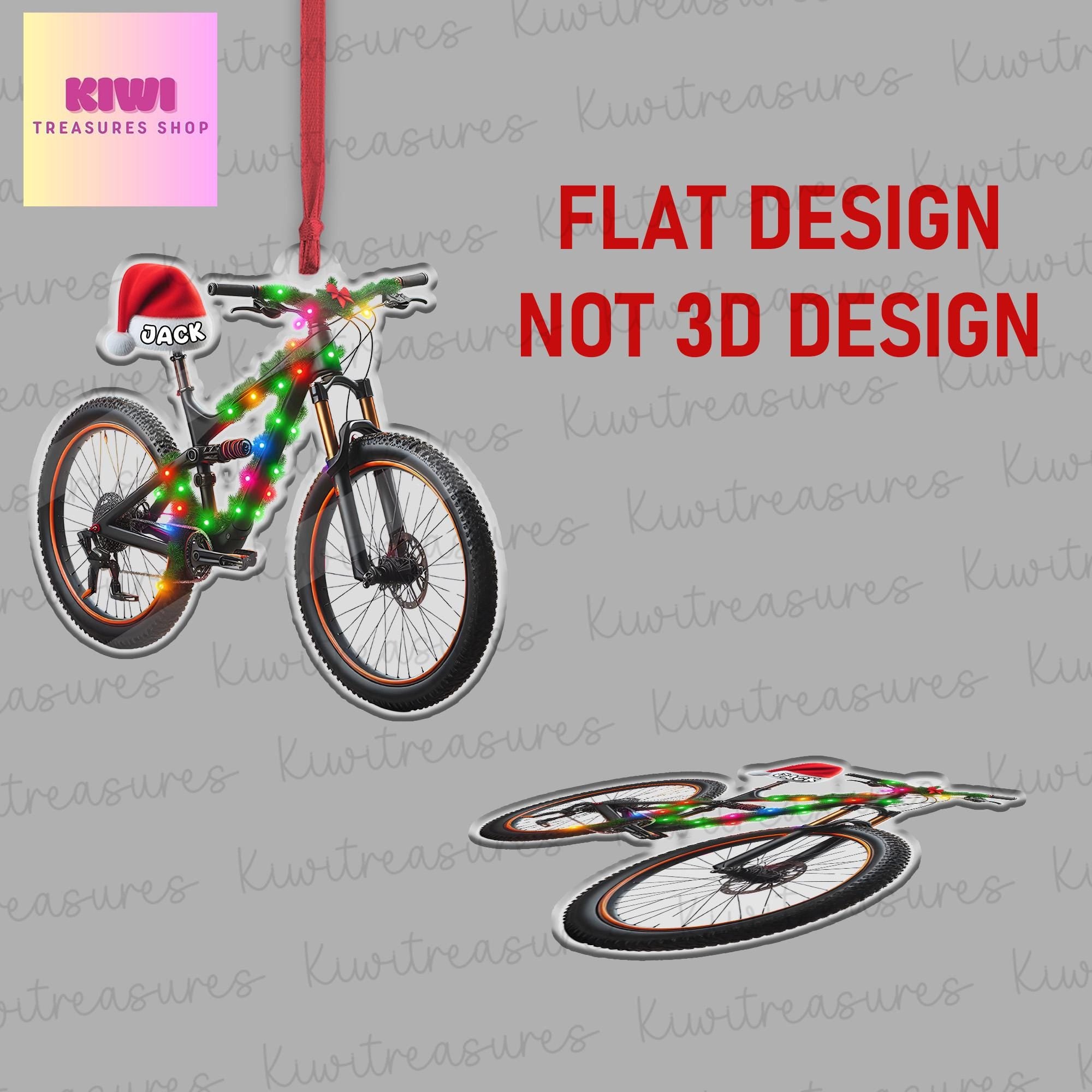 Personalized bicycle Christmas Ornament, 2d FLAT ornament,Cycling Ornament, Bicycle Gift, Christmas Gift For Bicycle Rider, Bike Ornament