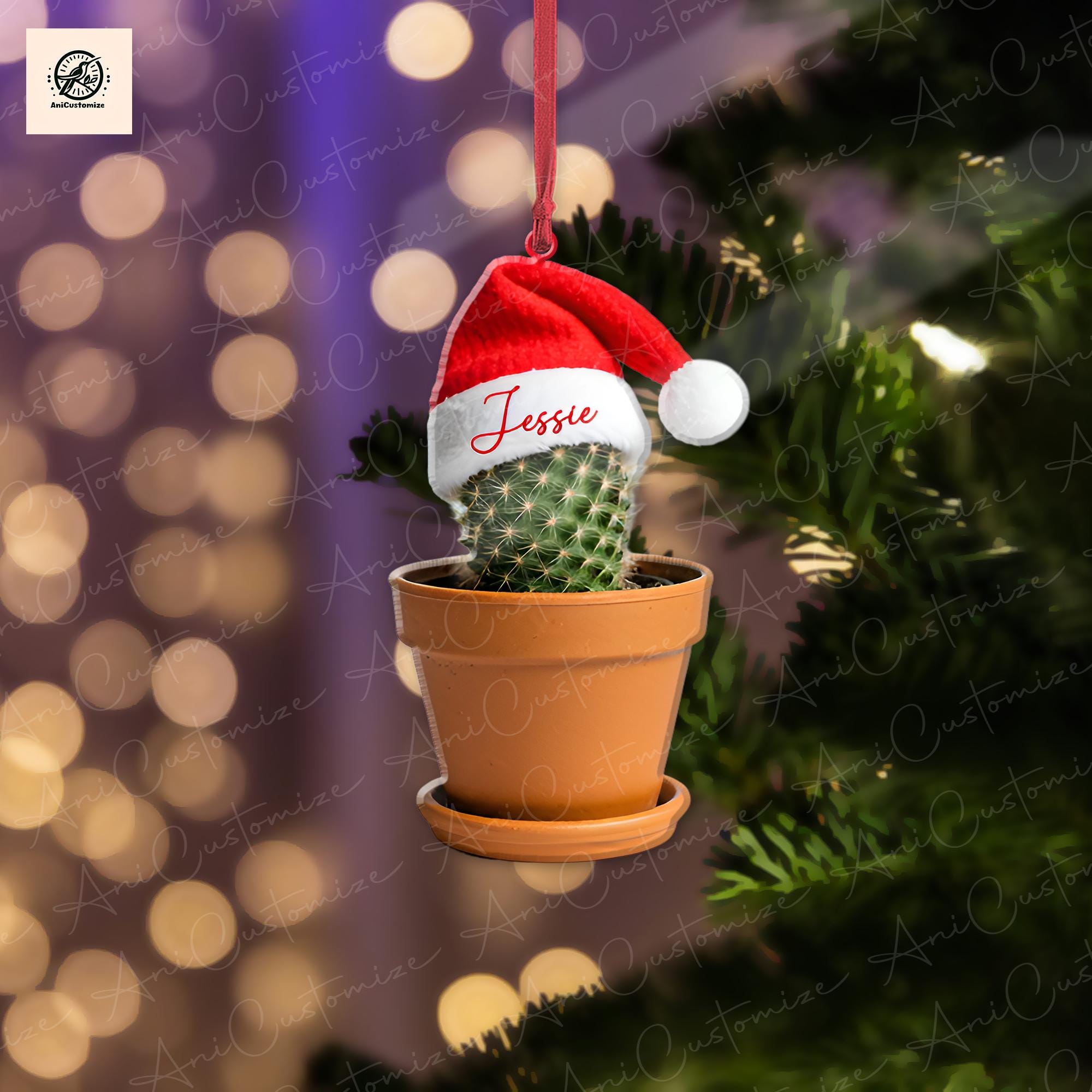 Personalized Cactus Plant 2D FLAT Ornament, Cactus Lover, Christmas Cactus, Cactus Ornament, Plant Gift, Christmas Tree Decor, Xmas Hanging