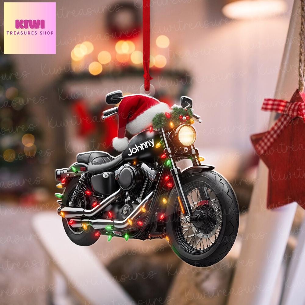 Custom Motorbike Ornament, 2D Flat ornament,speed lover, racing lover christmas idea gift, Funny motorbike christmas hanging