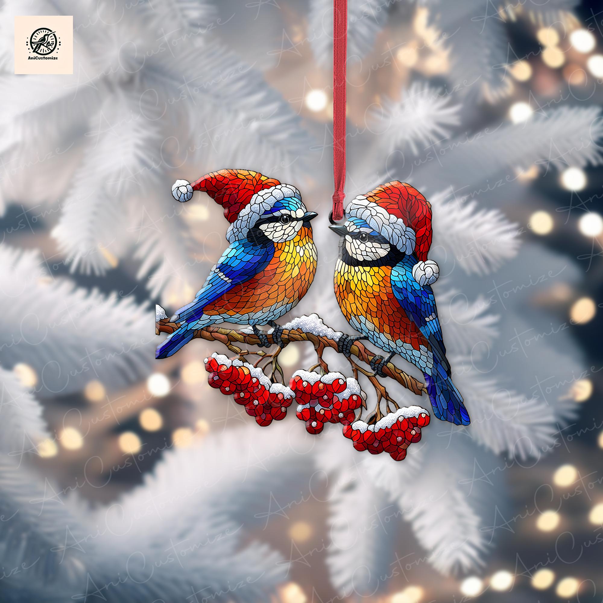 Bluebird Couple Christmas Ornament Decor, Bluebird Lover Decor, Christmas Bird Decor, Xmas Bird Gift, Xmas Tree Decor, Holiday Decoration
