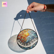 Piano Keyboard GLASS Suncatcher Hanging Piano Window hanging Suncatcher ornament gift for musical Teacher home decoration