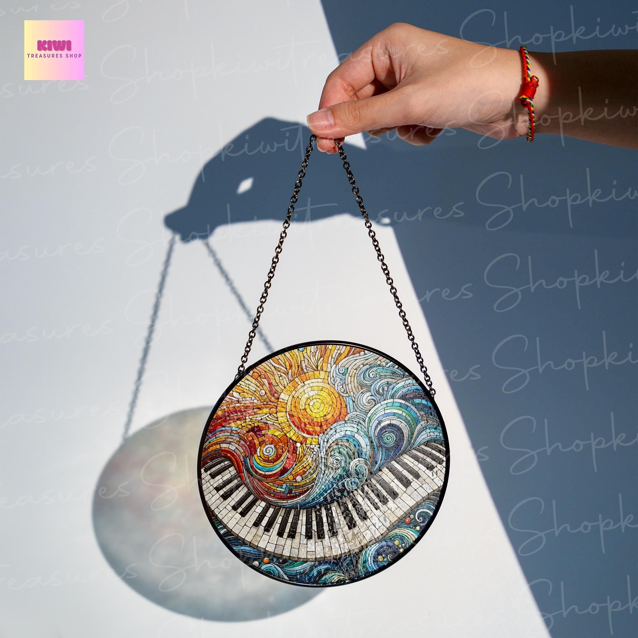 Piano Keyboard GLASS Suncatcher Hanging Piano Window hanging Suncatcher ornament gift for musical Teacher home decoration