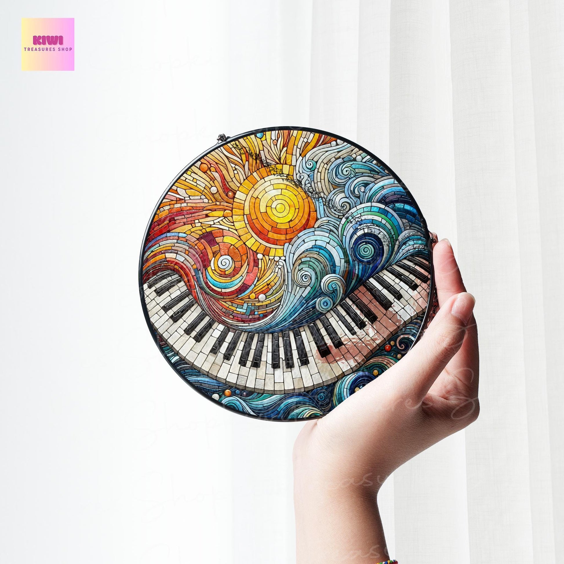Piano Keyboard GLASS Suncatcher Hanging Piano Window hanging Suncatcher ornament gift for musical Teacher home decoration