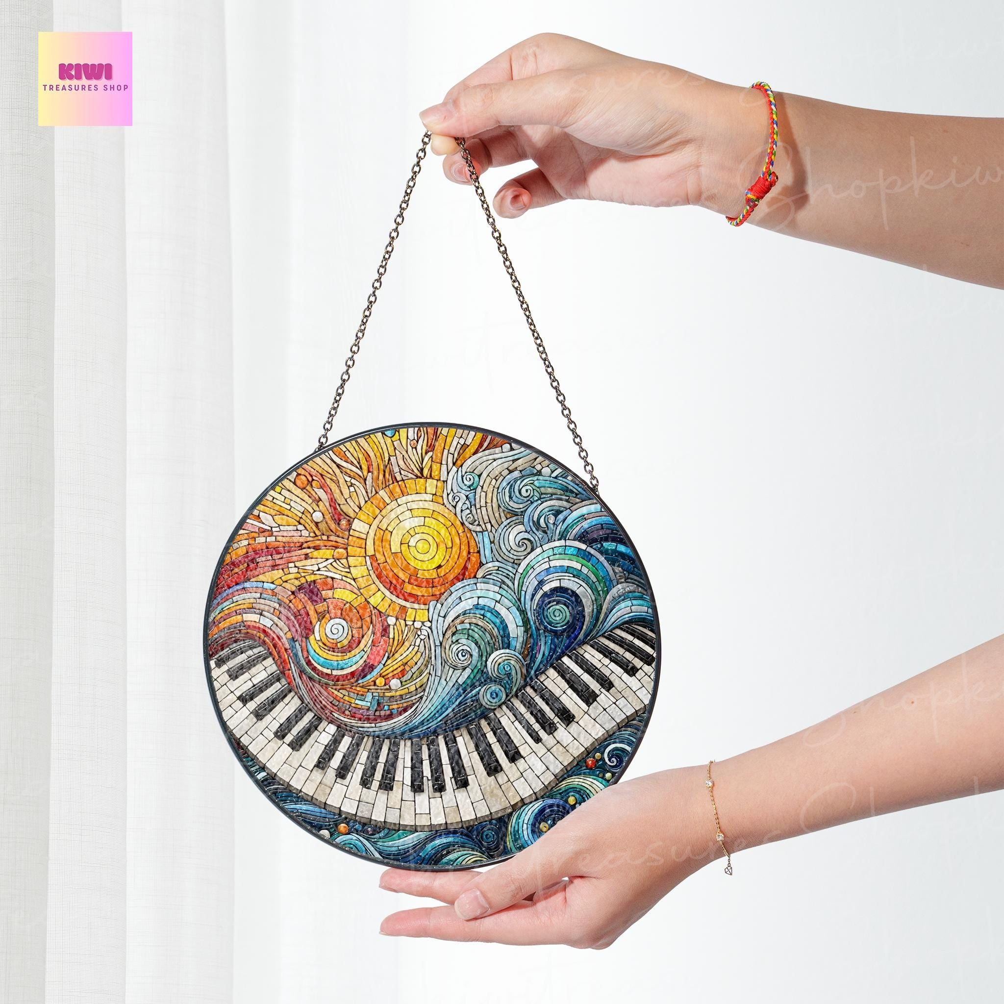 Piano Keyboard GLASS Suncatcher Hanging Piano Window hanging Suncatcher ornament gift for musical Teacher home decoration