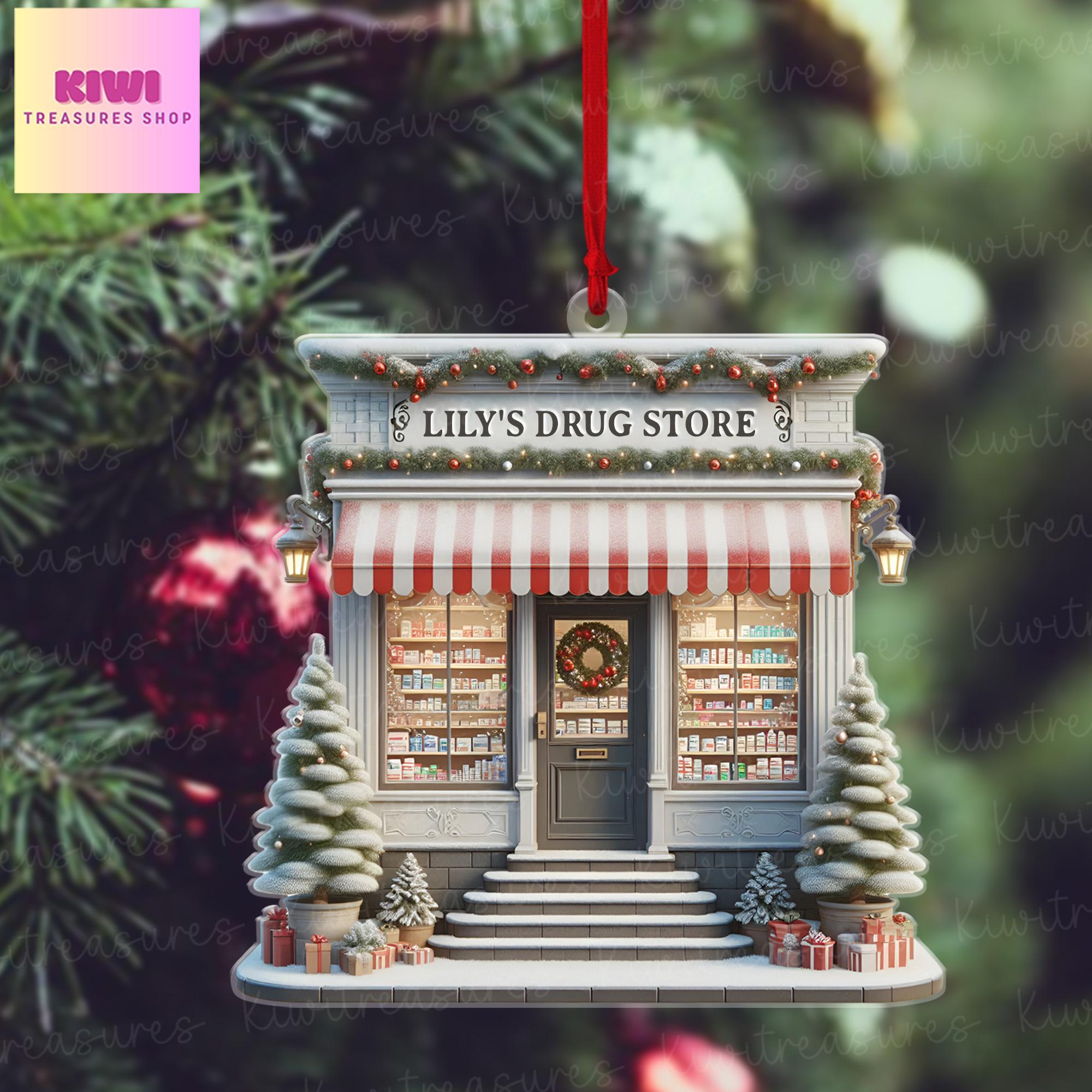 Personalized Drug Store 2D FLAT Ornament, Pharmacist Christmas Ornament, Pharmacy Decoration, Christmas Medical Decor, Christmas tree Decor