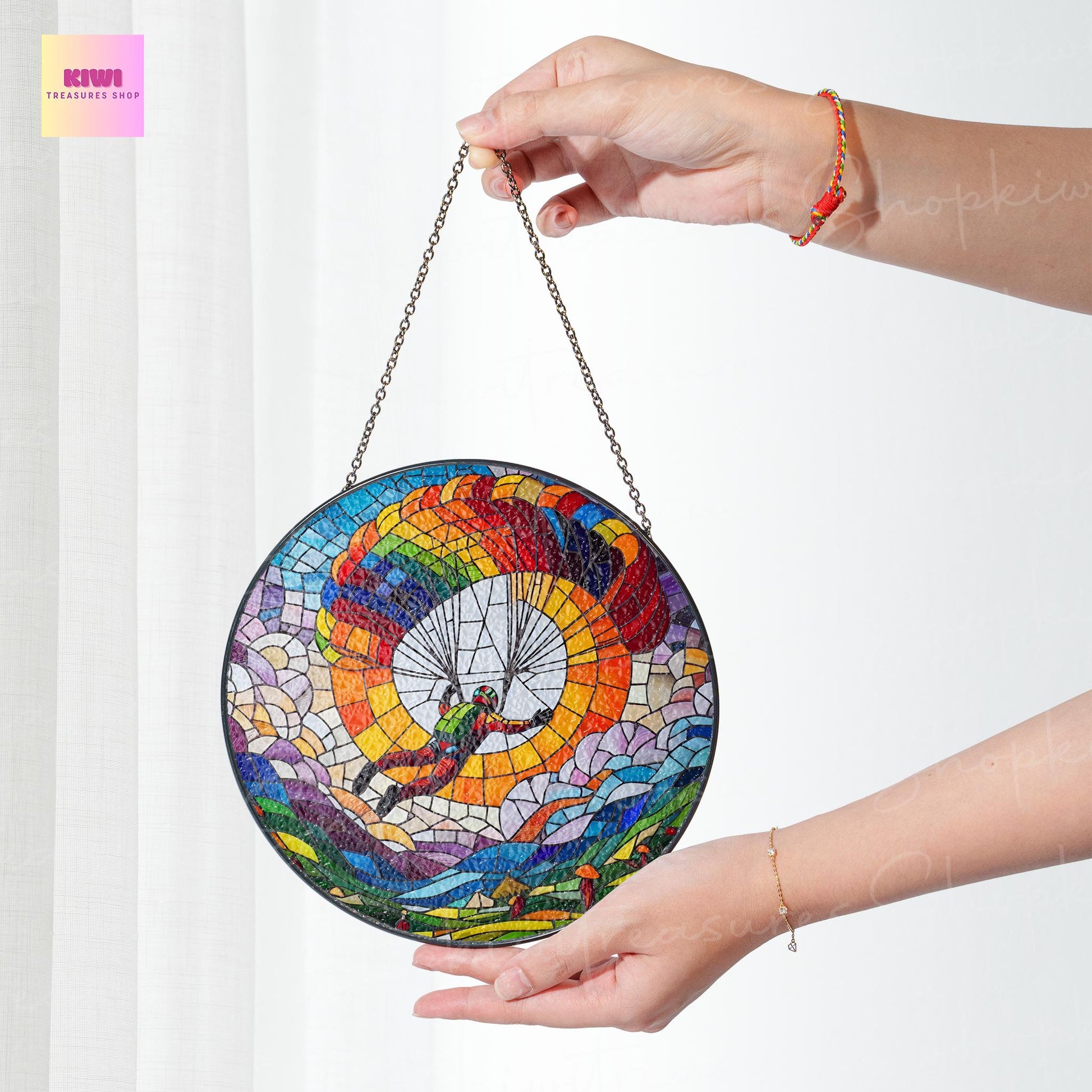 SkyDiving Glass SunCatcher Sky Diving lover Window Hanging Home Decoration SkyDiver Gifts Parachute Outdoor hobby idea gift