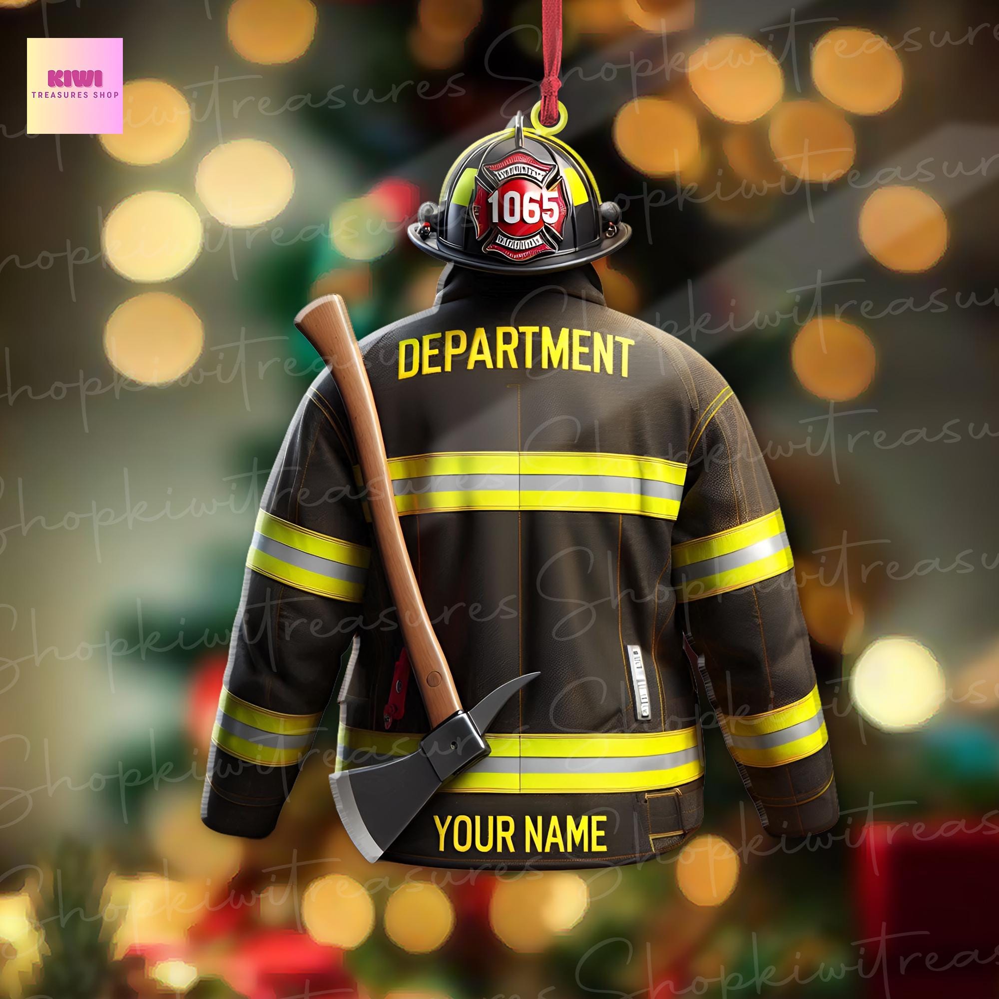 Personalized Firefighter dept Christmas Ornament, Flat 2D  ornament, Christmas gift, Firefighter team gift, gift for dad, unique idea gift