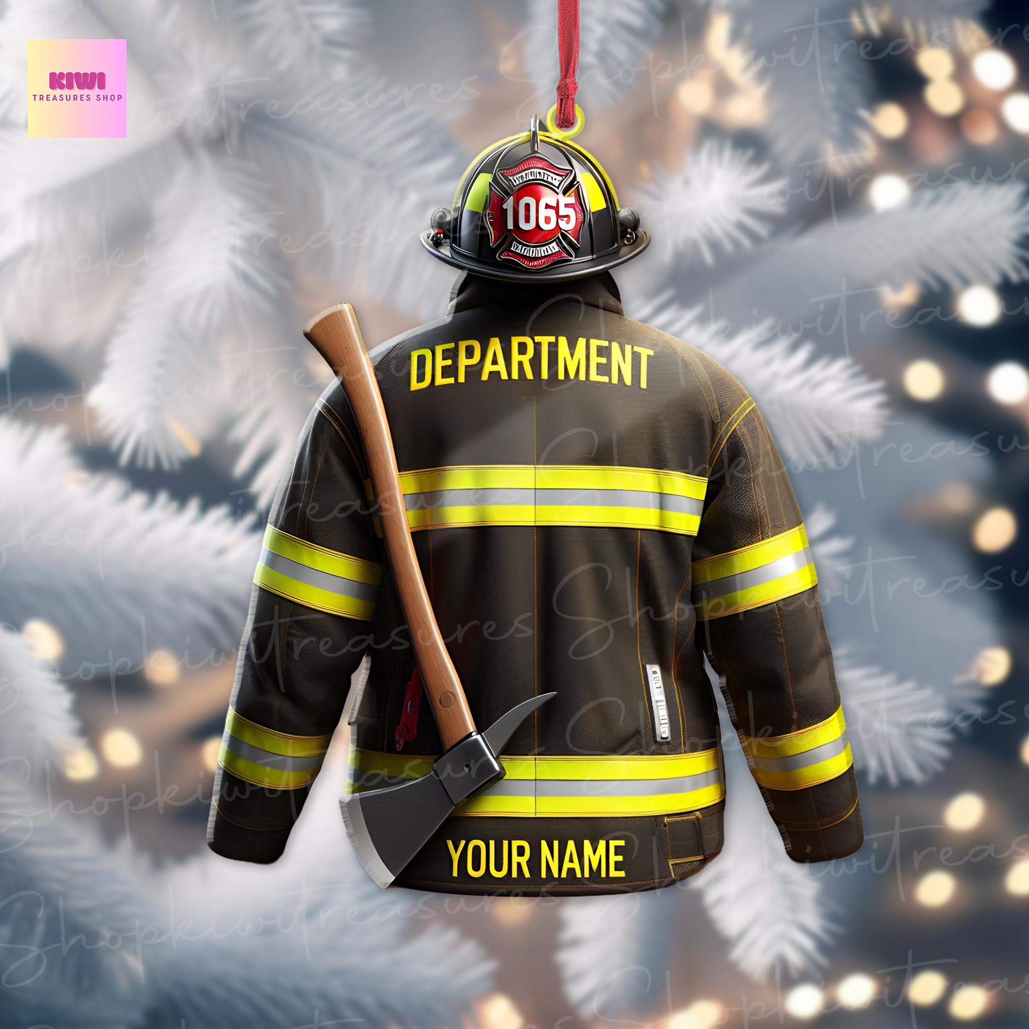 Personalized Firefighter dept Christmas Ornament, Flat 2D  ornament, Christmas gift, Firefighter team gift, gift for dad, unique idea gift