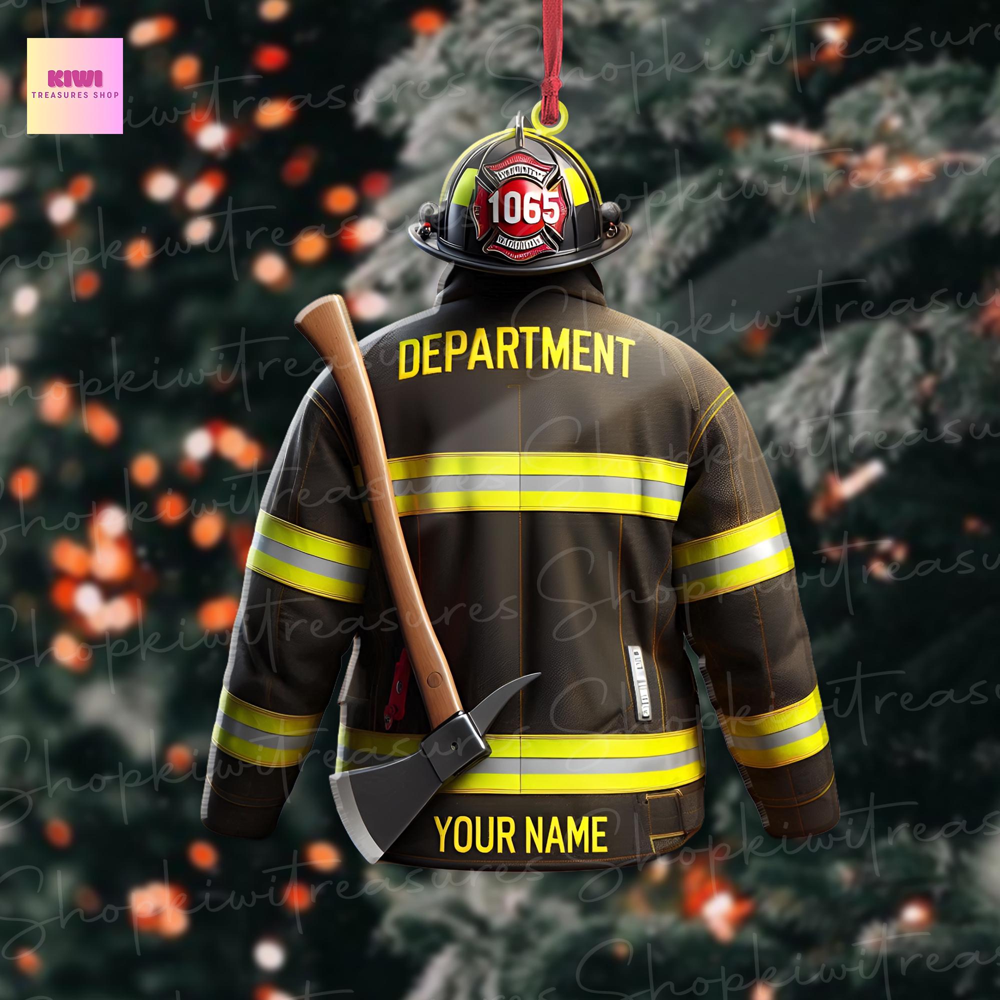 Personalized Firefighter dept Christmas Ornament, Flat 2D  ornament, Christmas gift, Firefighter team gift, gift for dad, unique idea gift