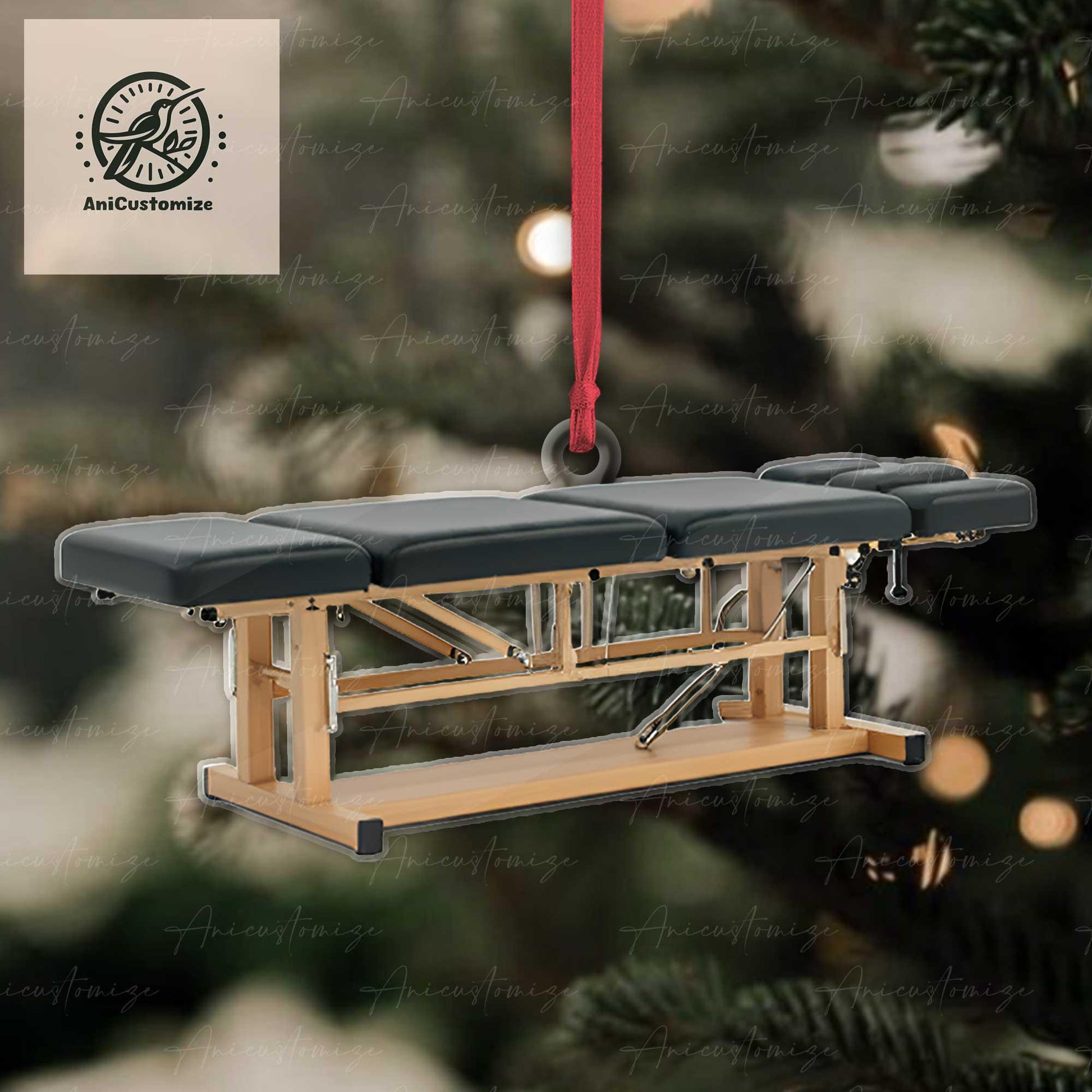 2D FLAT Chiropractic Table Ornament, Xmas Chiropractor Gift, Christmas Gift For Doctor, Bone Doctor Gift, Dr Gift, Xmas Tree Hanging