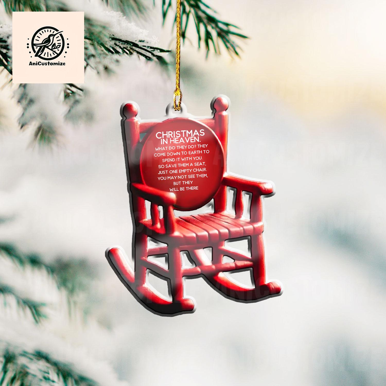Christmas In Heaven 2D FLAT Ornament, Christmas Memorial Gift, Save A Chair Decor, Empty Chair Sympathy, Remembrance Loved One in Heaven