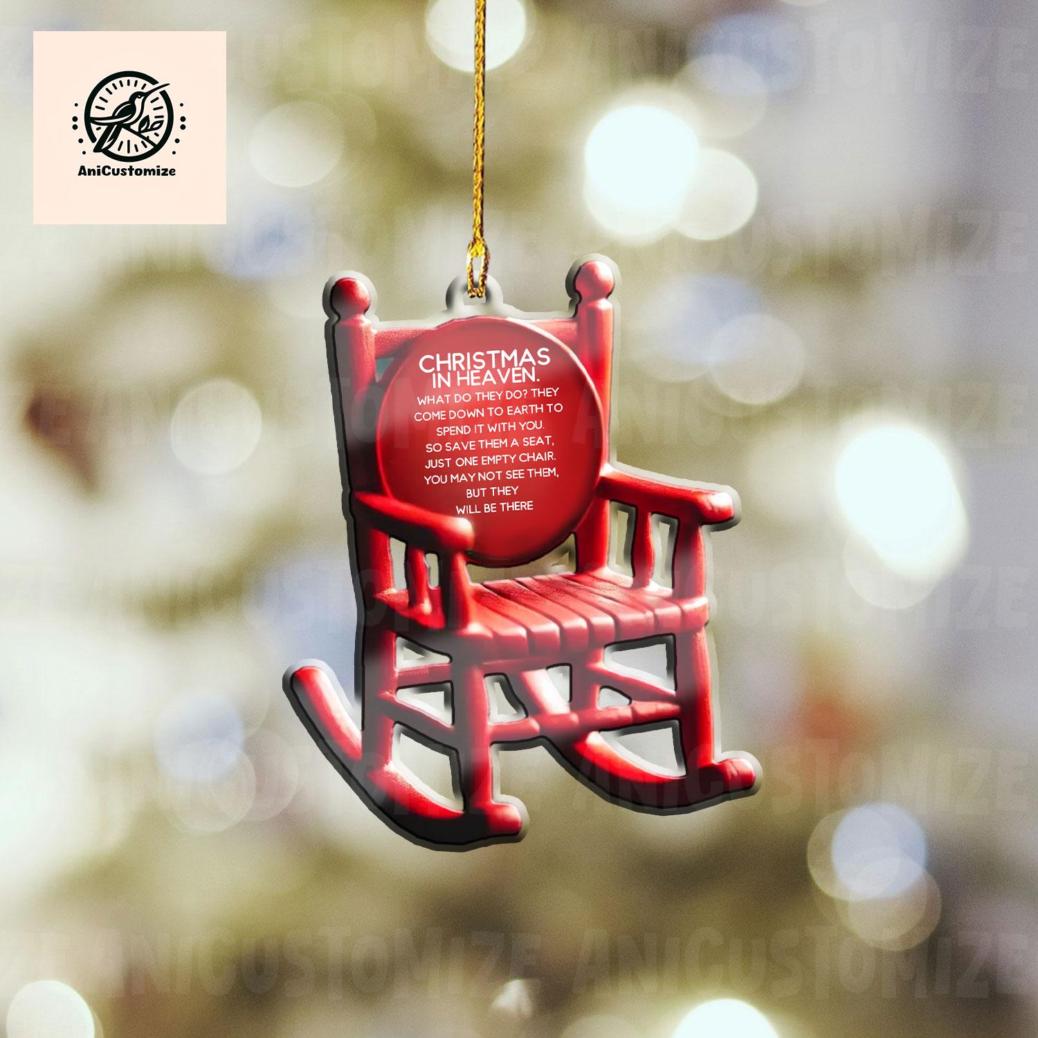 Christmas In Heaven 2D FLAT Ornament, Christmas Memorial Gift, Save A Chair Decor, Empty Chair Sympathy, Remembrance Loved One in Heaven