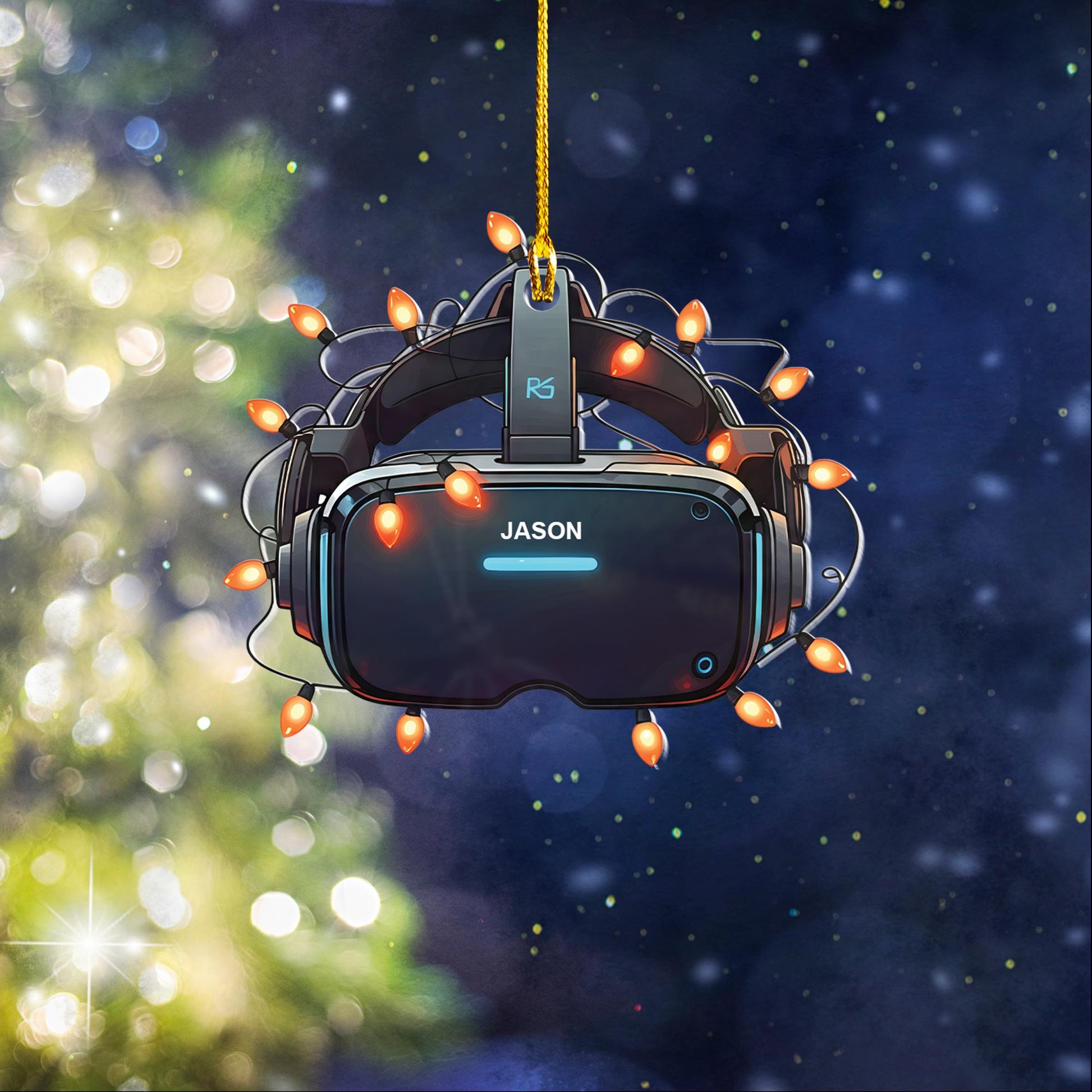 Personalized gaming VR HEADSET ornament, gaming gear ornament, xmas gift for gamer, gamer VR ornament, gaming lovers gift