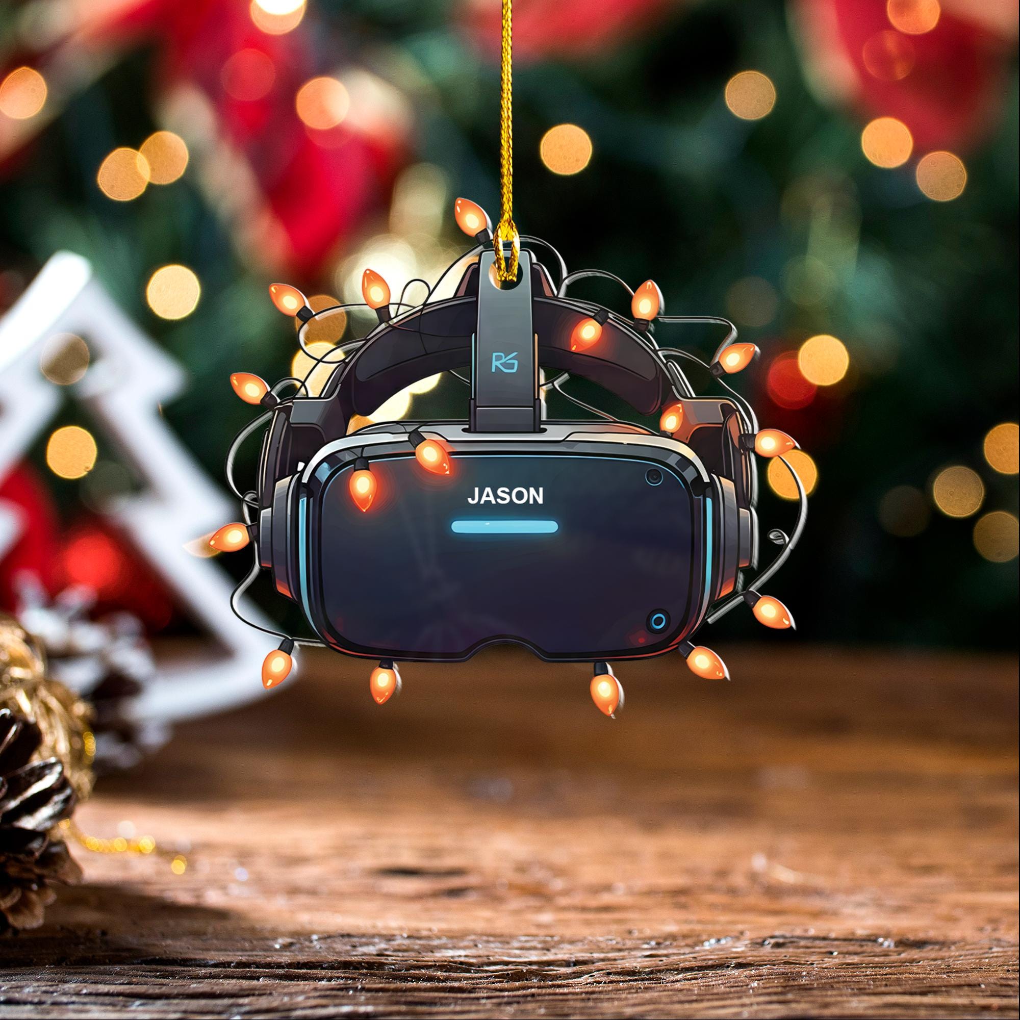 Personalized gaming VR HEADSET ornament, gaming gear ornament, xmas gift for gamer, gamer VR ornament, gaming lovers gift