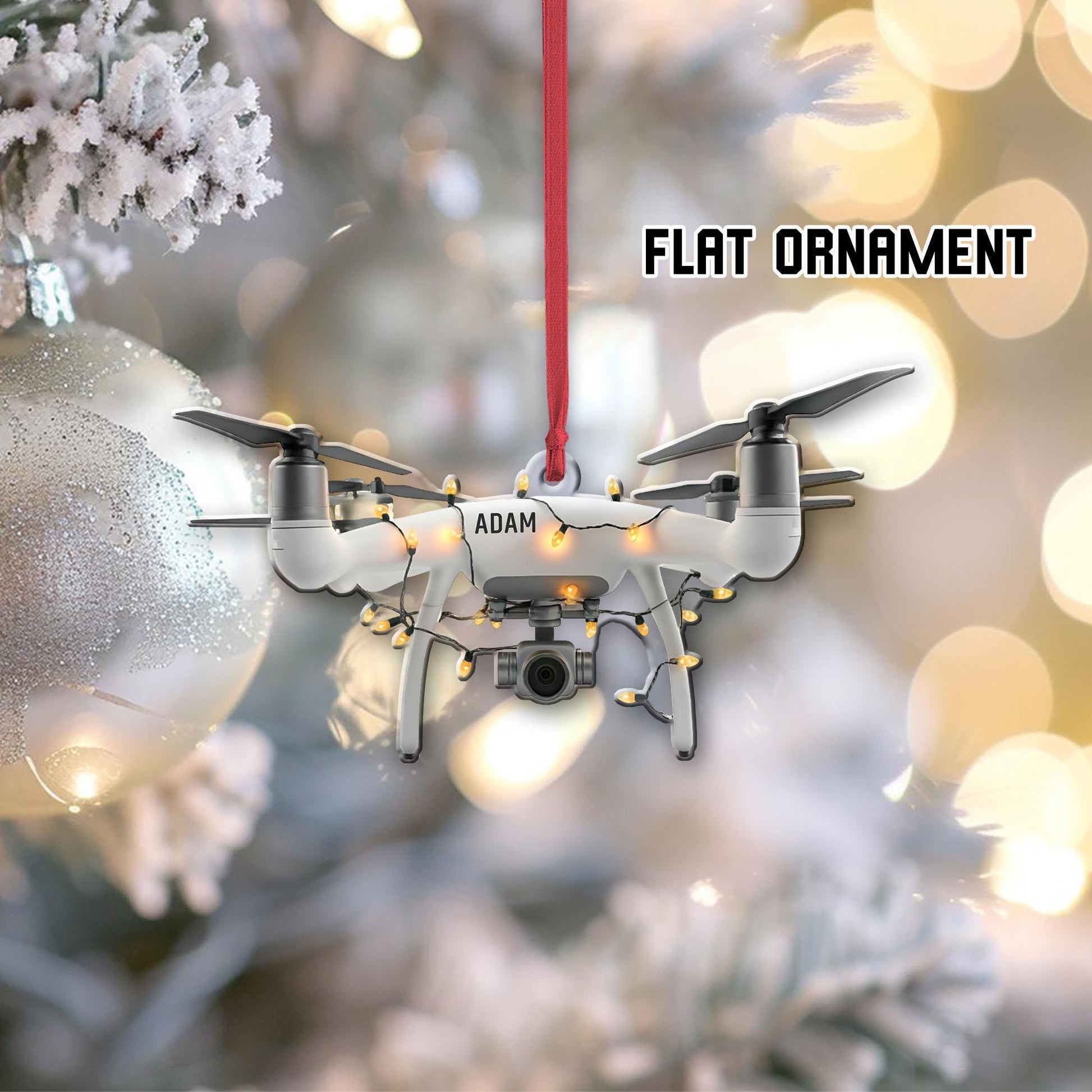 Personalized Drone Christmas FLAT ornament, 2D FLAT drone ornament, xmas gift for boys, drone christmas tree hanging, exchange gift