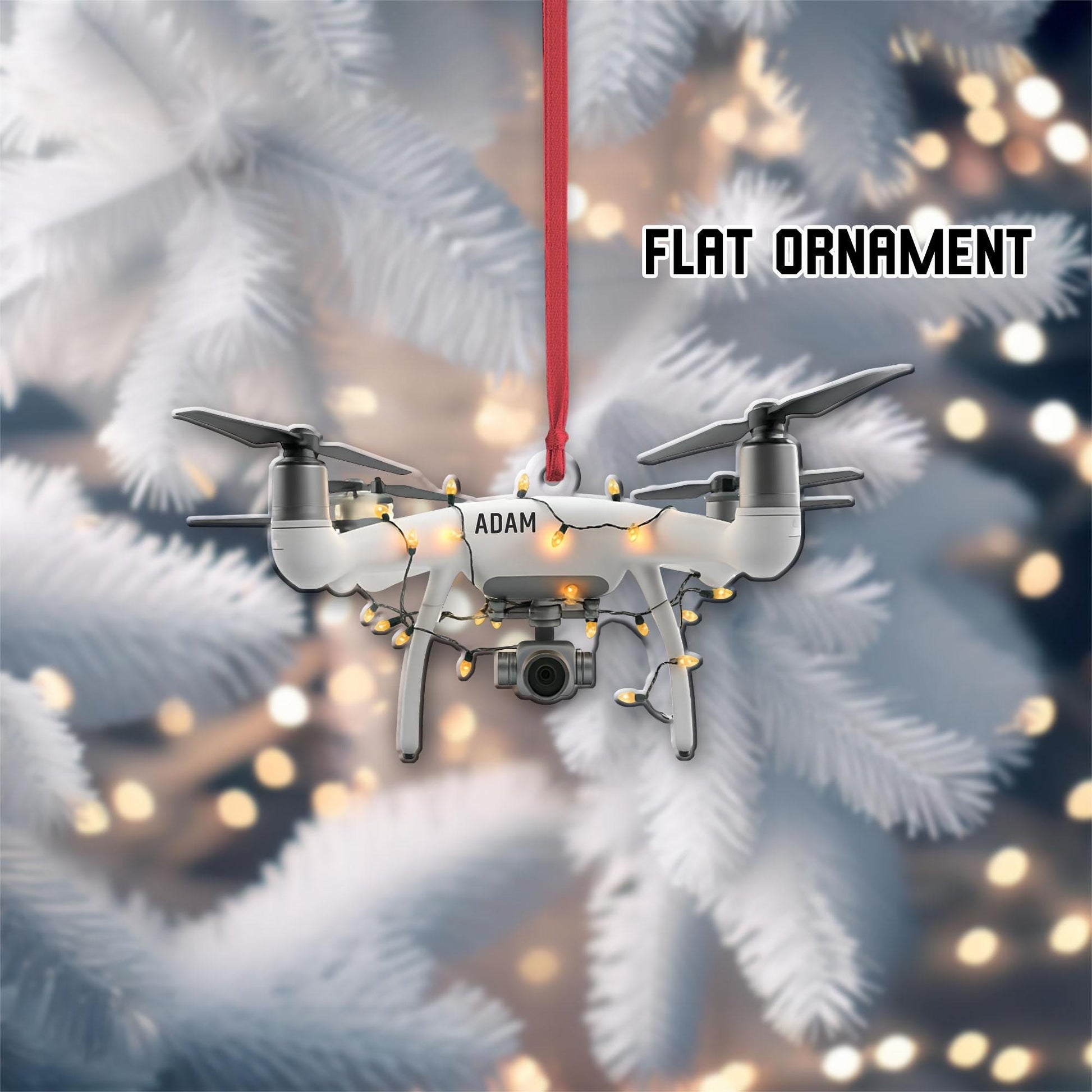 Personalized Drone Christmas FLAT ornament, 2D FLAT drone ornament, xmas gift for boys, drone christmas tree hanging, exchange gift