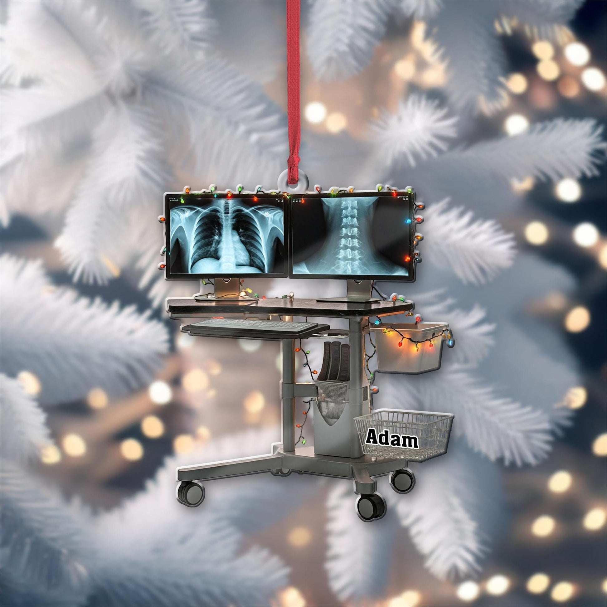 Custom Medical imaging Medical FLAT 2D Ornament, Radiology gift, X-ray Tech, Team Xray, Rad Tech, Radiology Christmas Lights, not 3d
