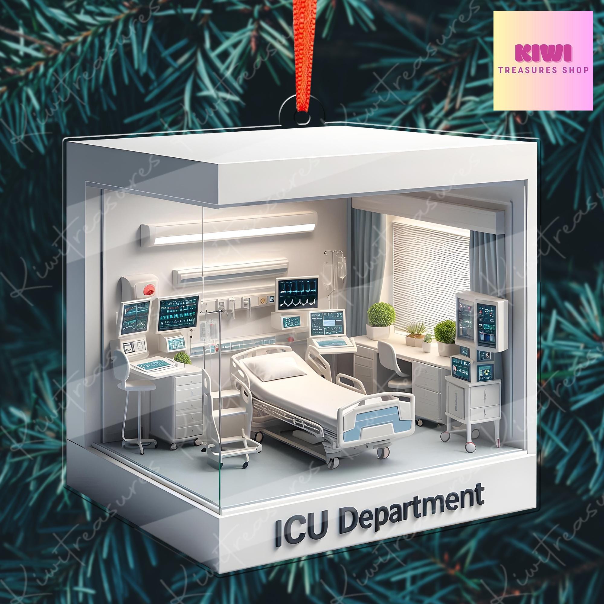 Personalized ICU Department 2D FLAT Ornament, ICU Crew Gift, Christmas Icu Nurse, New Nurse Gift, Xmas Icu Department Decor, Xmas Tree Decor