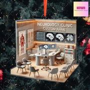 Personalized Neurology Clinic 2D FLAT Ornament, Science Brain Anatomy Christmas Gift Neurology Science Teacher Nurse Gift, Clinic Decor