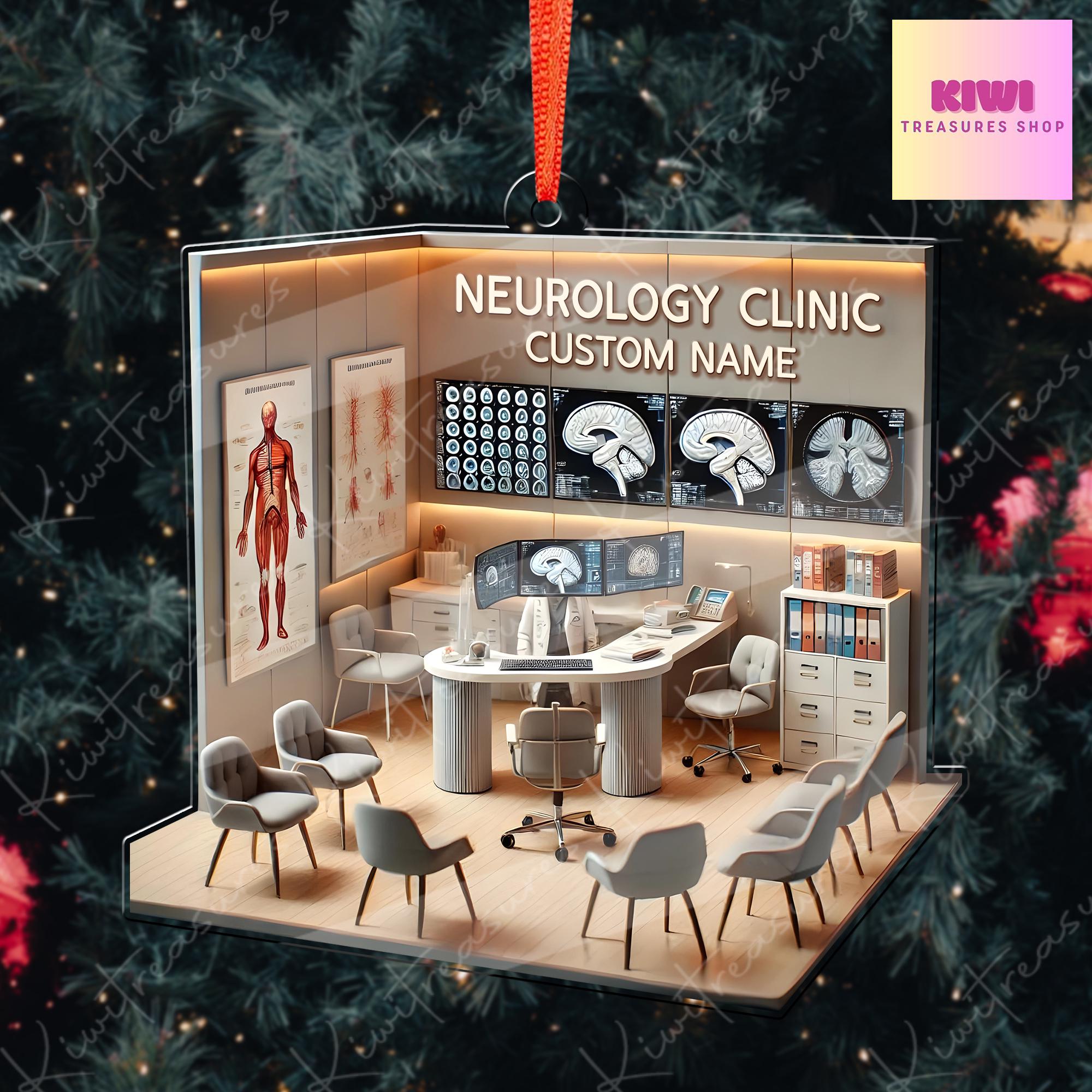Personalized Neurology Clinic 2D FLAT Ornament, Science Brain Anatomy Christmas Gift Neurology Science Teacher Nurse Gift, Clinic Decor
