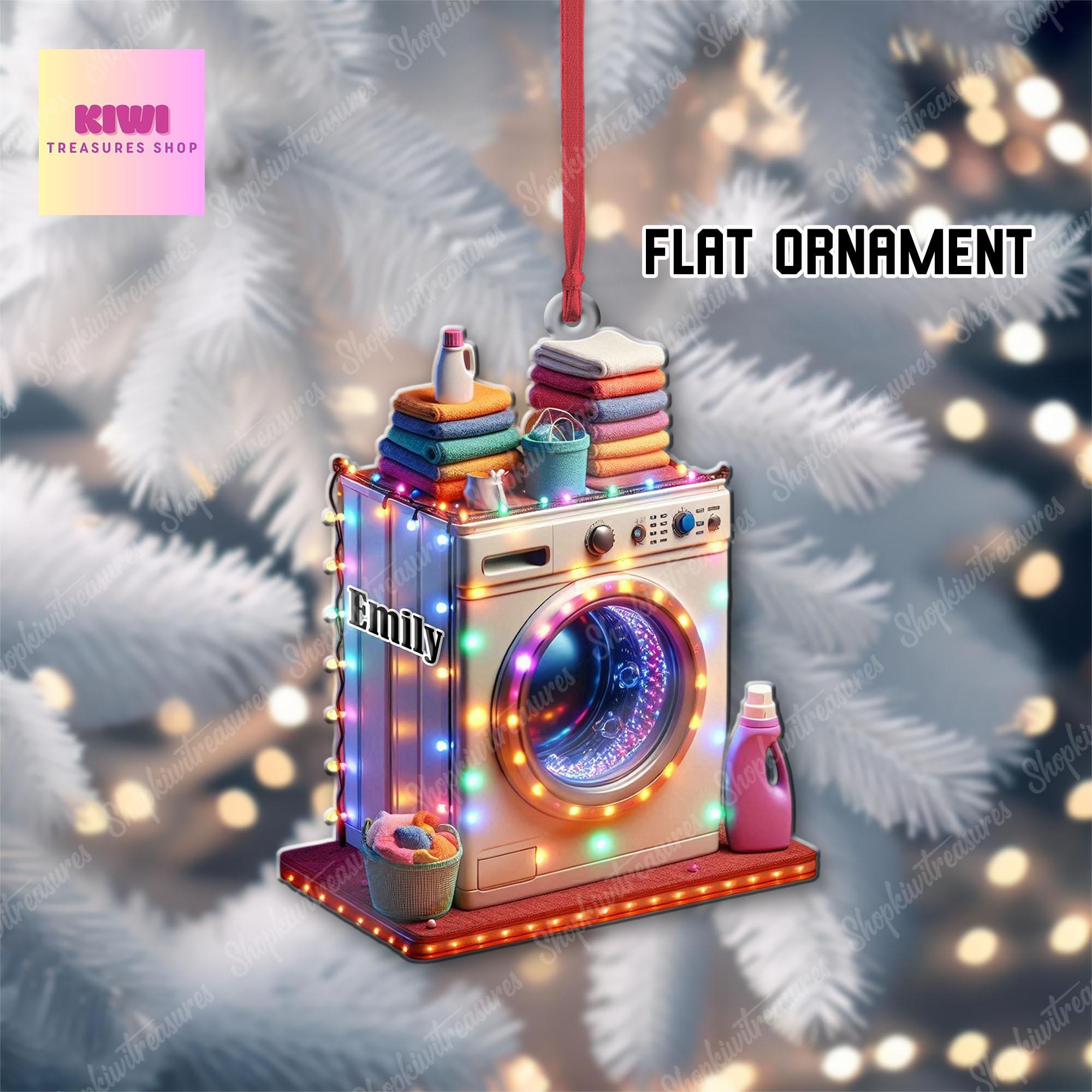 Personalized washing machine Ornament, 2D Flat ornament, Laundry Room Hanging Ornament, Laundry Room Decor gift for mom