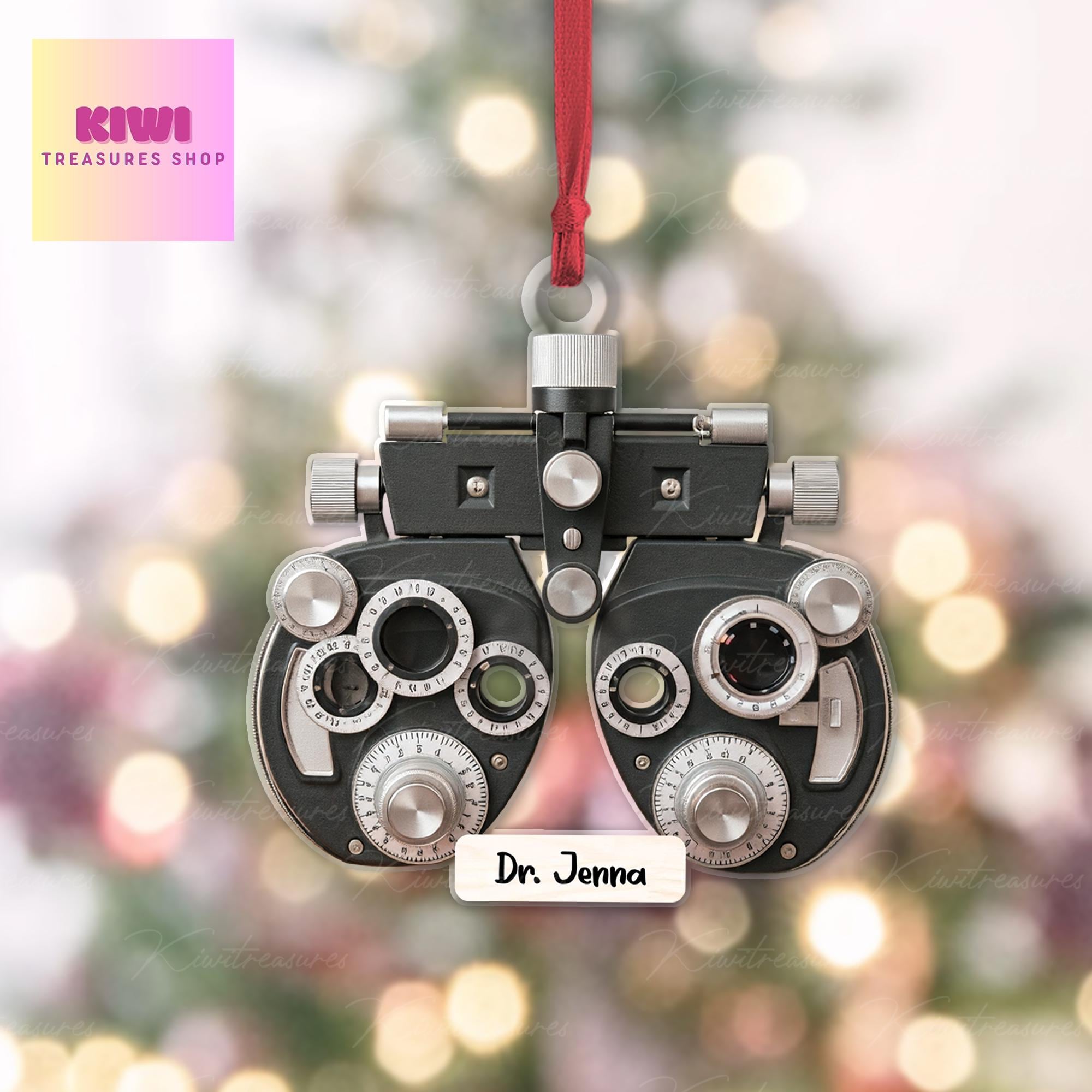 Personalized Phoropter Christmas FLAT ornament, Optometry ornament, optometrist gift for Eye doctor, Optometry gift, Phoropter NOT 3D