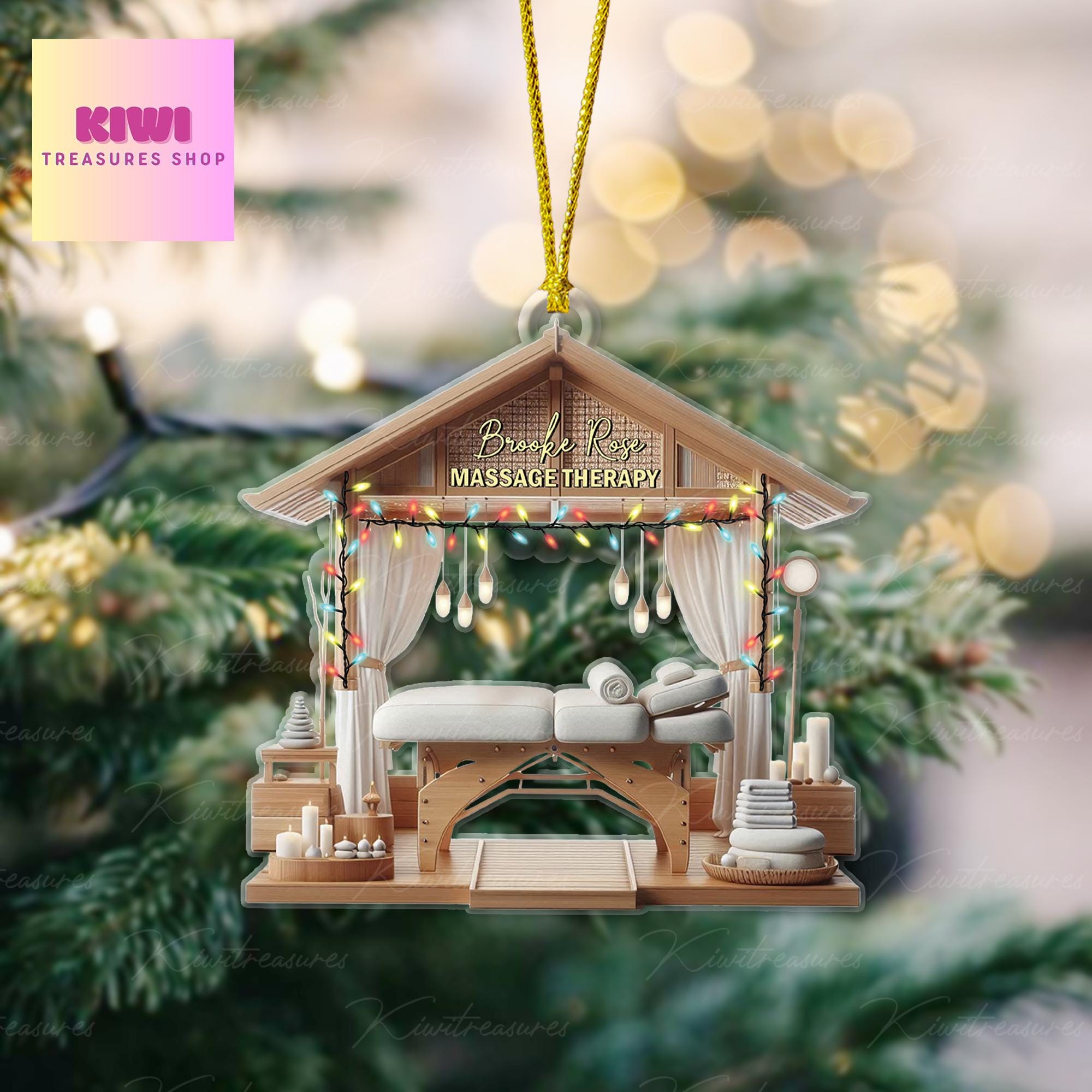 Custom Massage Therapy 2024 FLAT 2D ornament, Medical massage hanging, Spa staff thank you gift, Spa Relaxation medicine Bed