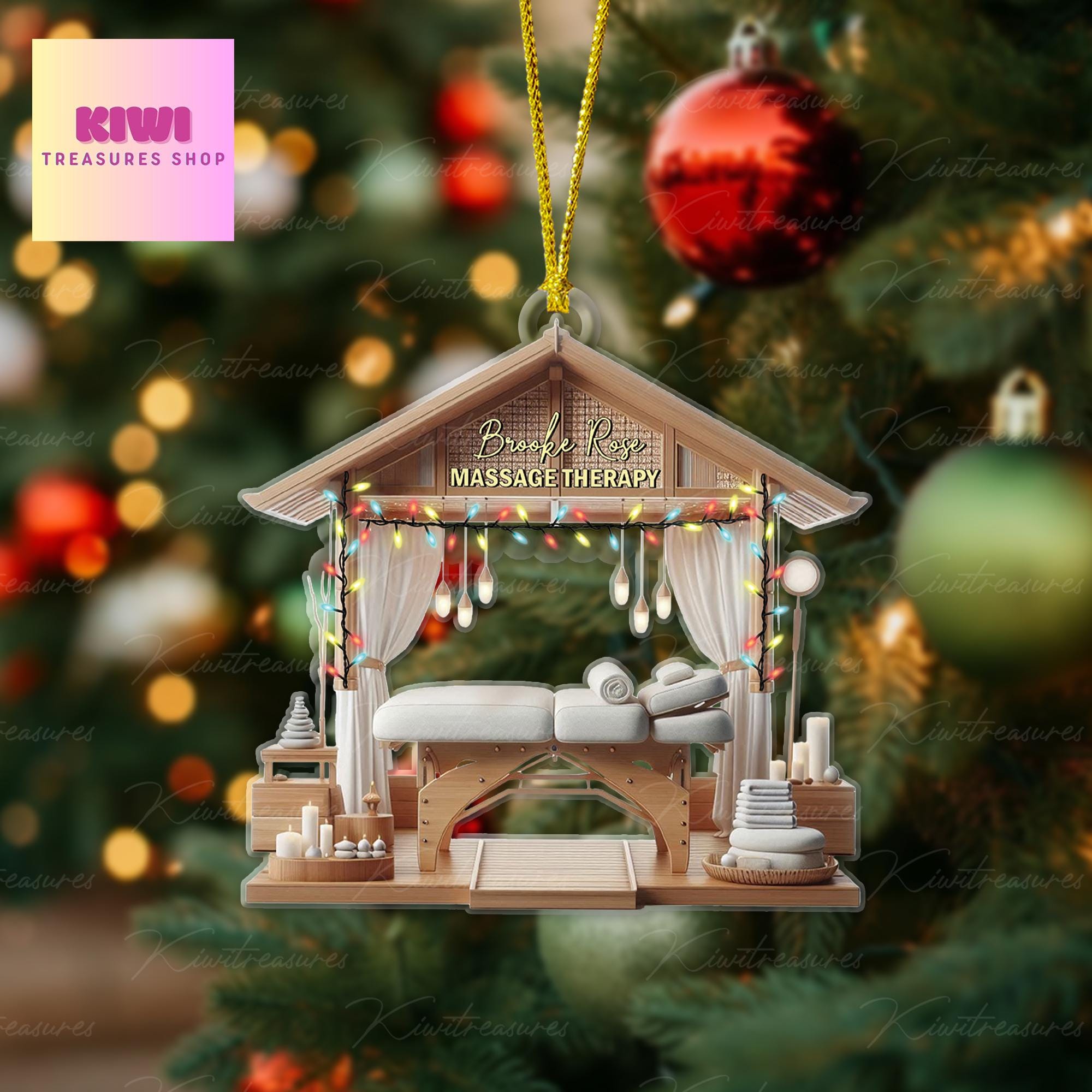 Custom Massage Therapy 2024 FLAT 2D ornament, Medical massage hanging, Spa staff thank you gift, Spa Relaxation medicine Bed