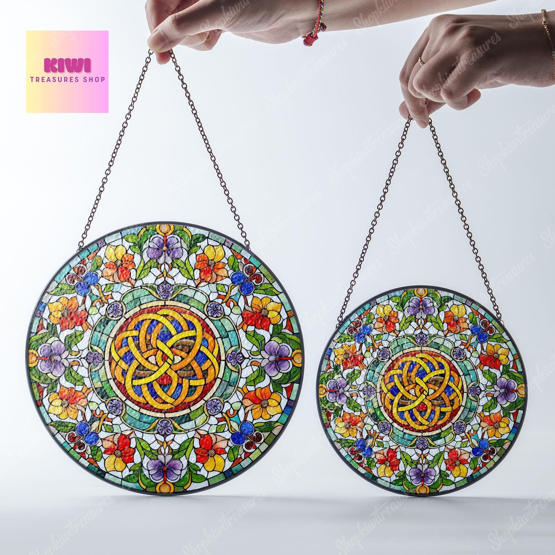Celtic Knot Floral Glass SunCatcher Celtic Witches Knot Window hanging Wiccan Protection Charm Home Decoration Pagan Solstice gift decor