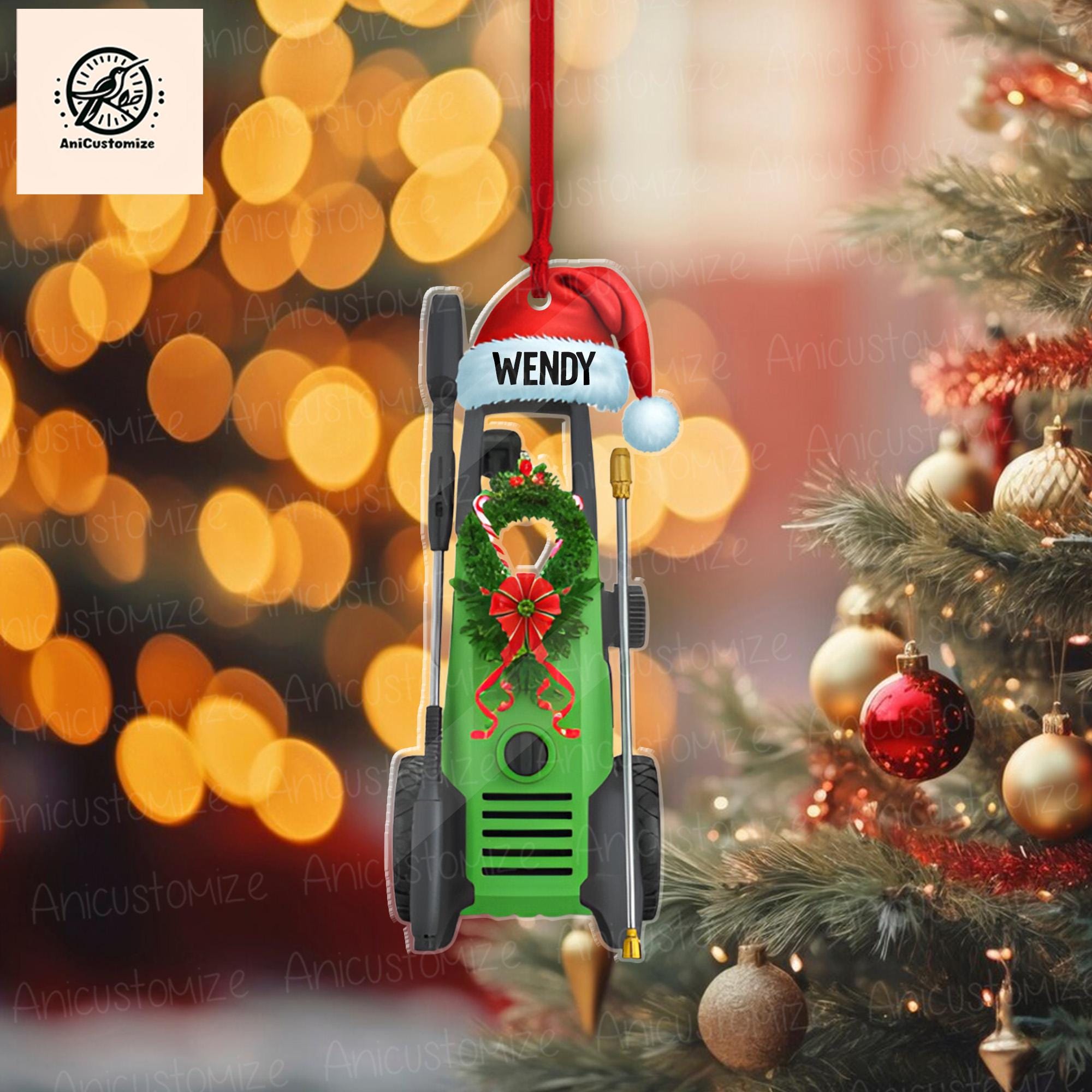 Personalized Pressure Washer 2D FLAT Ornament, Car Washer Ornament, Car Detailer Decor, Christmas Car Washer, Christmas Tree Decor