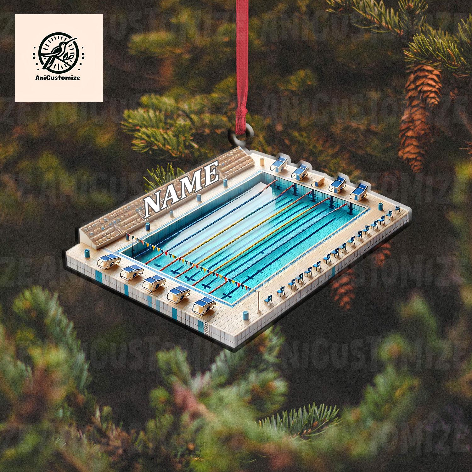 Personalized Swimming Pool 2D FLAT Ornament, Christmas Swimmer Ornament, Swimming 2024 Ornament, Sport Ornament, Custom Swimmer Ornament